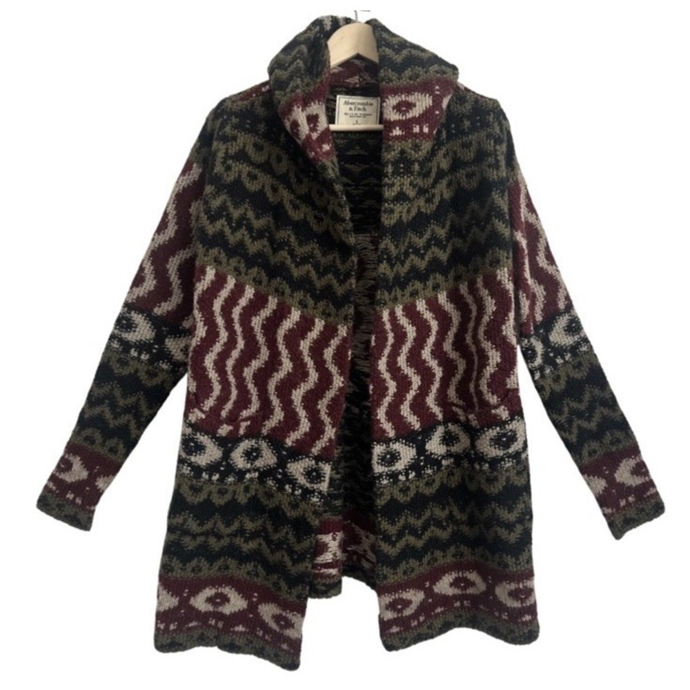 ABERCROMBIE & FITCH Women's Sz: S Hooded Mid Length Duster Open Front Cardigan